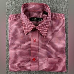 Bugatchi Uomo Mens Modal Blend Short Sleeve Button Down Shirt Size M Red/Blue